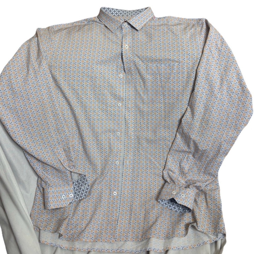 Johnston & Murphy Performance Shirt XL Geometric Flip Cuff Preppy All Over XC4